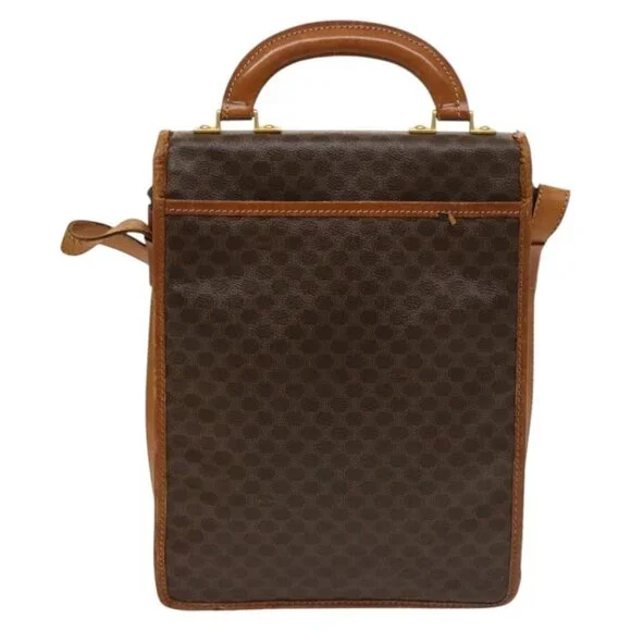 Authentic CELINE Macadam Canvas Shoulder Bag PVC Leather Brown Gold - Picture 9 of 16